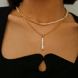 Gold Chain Baroque Pearl Necklace