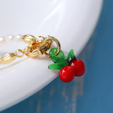 Glazed Cherry Pendant Pearl Necklace