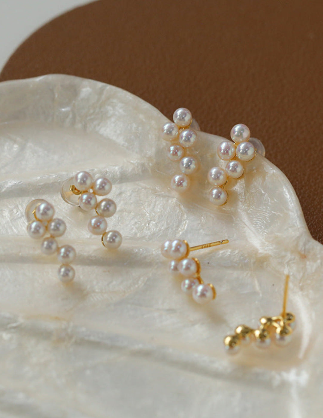 Small Grape Shaped Pearl Stud Earrings