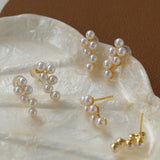 Small Grape Shaped Pearl Stud Earrings