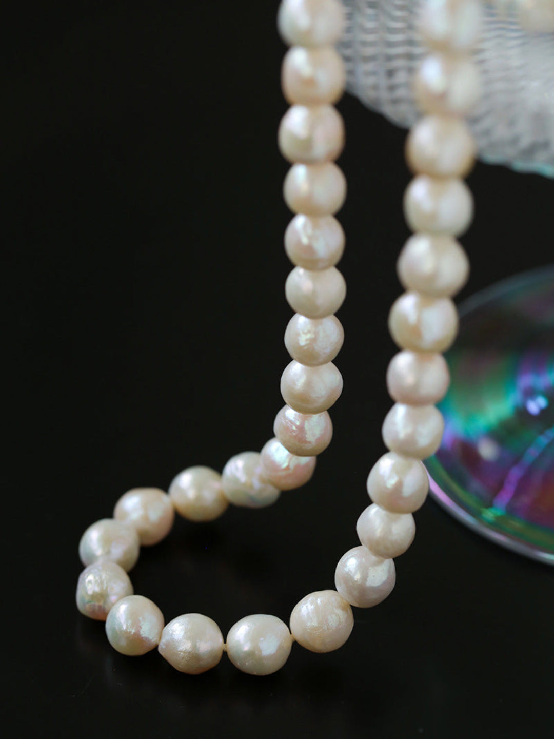 Wrinkled Baroque pearl Beaded Necklace