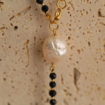 Long Black Agate Baroque Pearl Necklace