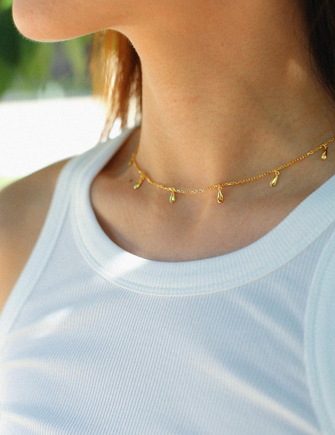 Overlay Chain Drop Choker Necklace - Gembea Jewelry