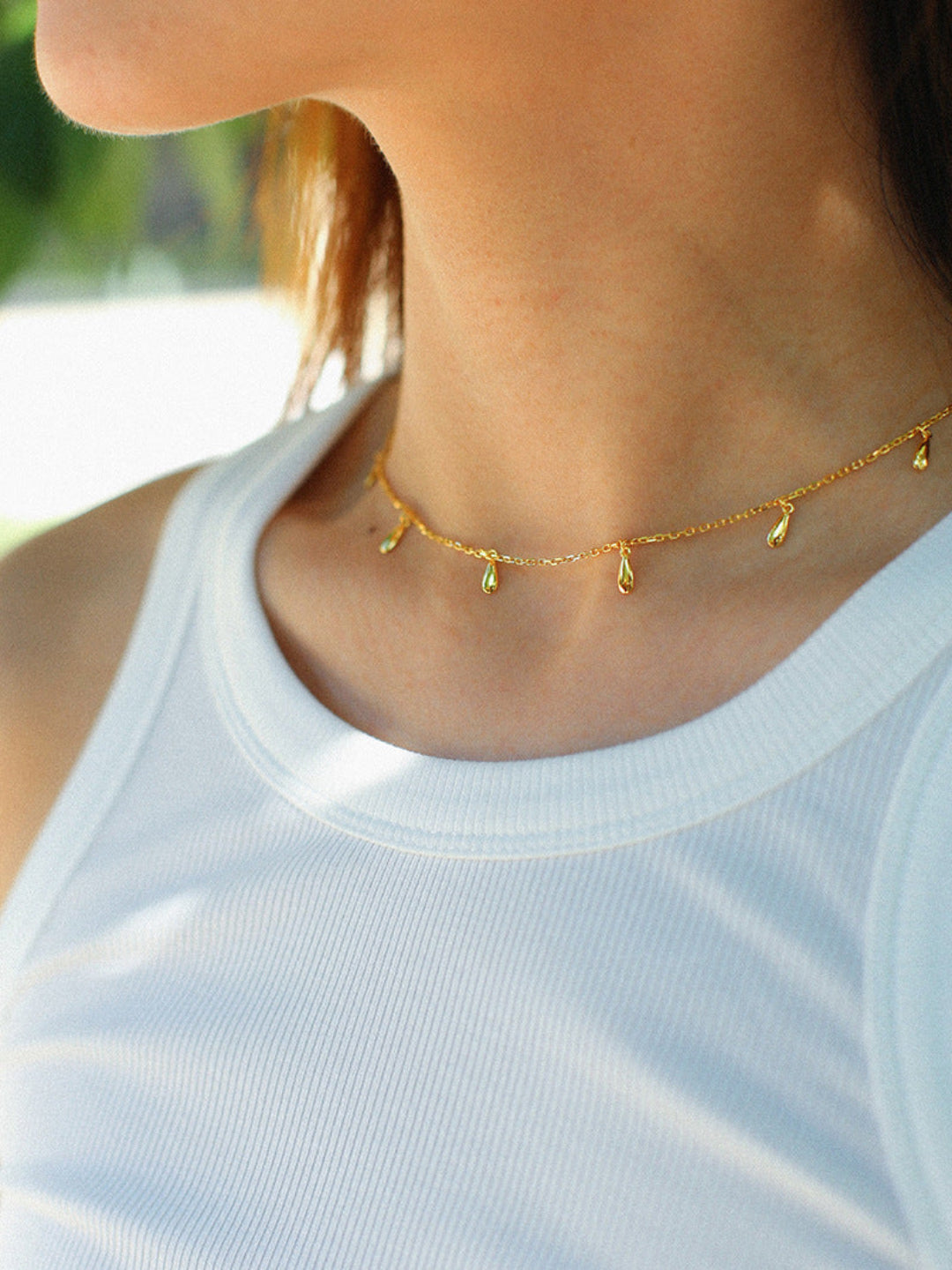 Overlay Chain Drop Choker Necklace