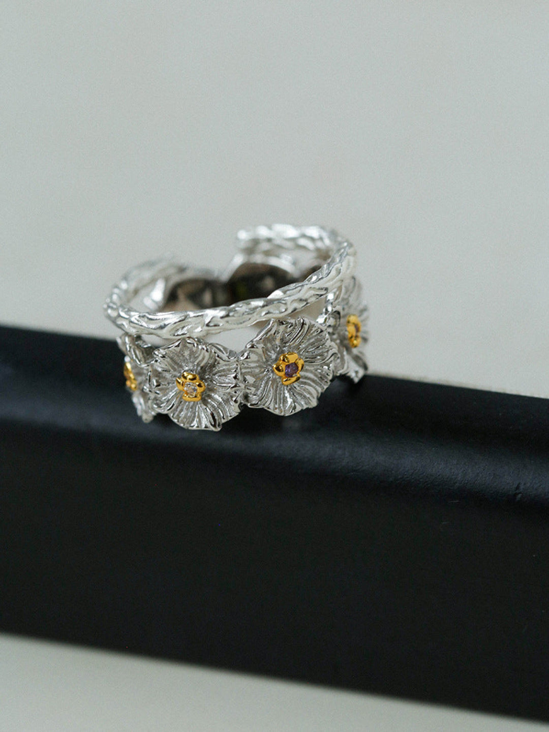 S925 Silver Little Daisy Open Set Ring