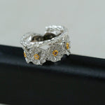 S925 Silver Little Daisy Open Set Ring