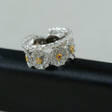 S925 Silver Little Daisy Open Set Ring