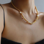 Vintage Gold Bean Irregular Pearl Necklace