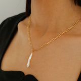 Gold Chain Baroque Pearl Necklace