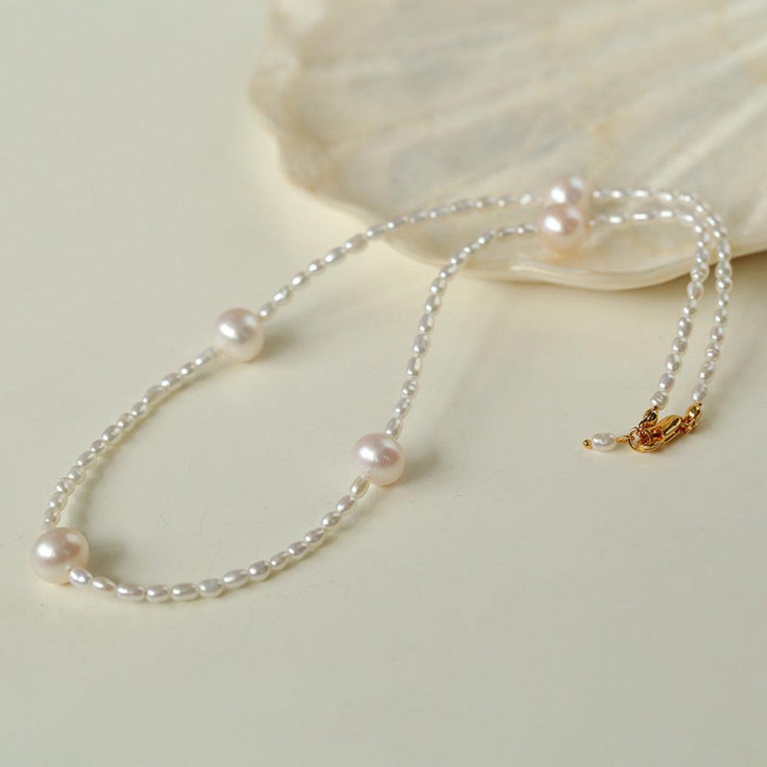 Simple Rice Pearl Necklace - Gembea Jewelry