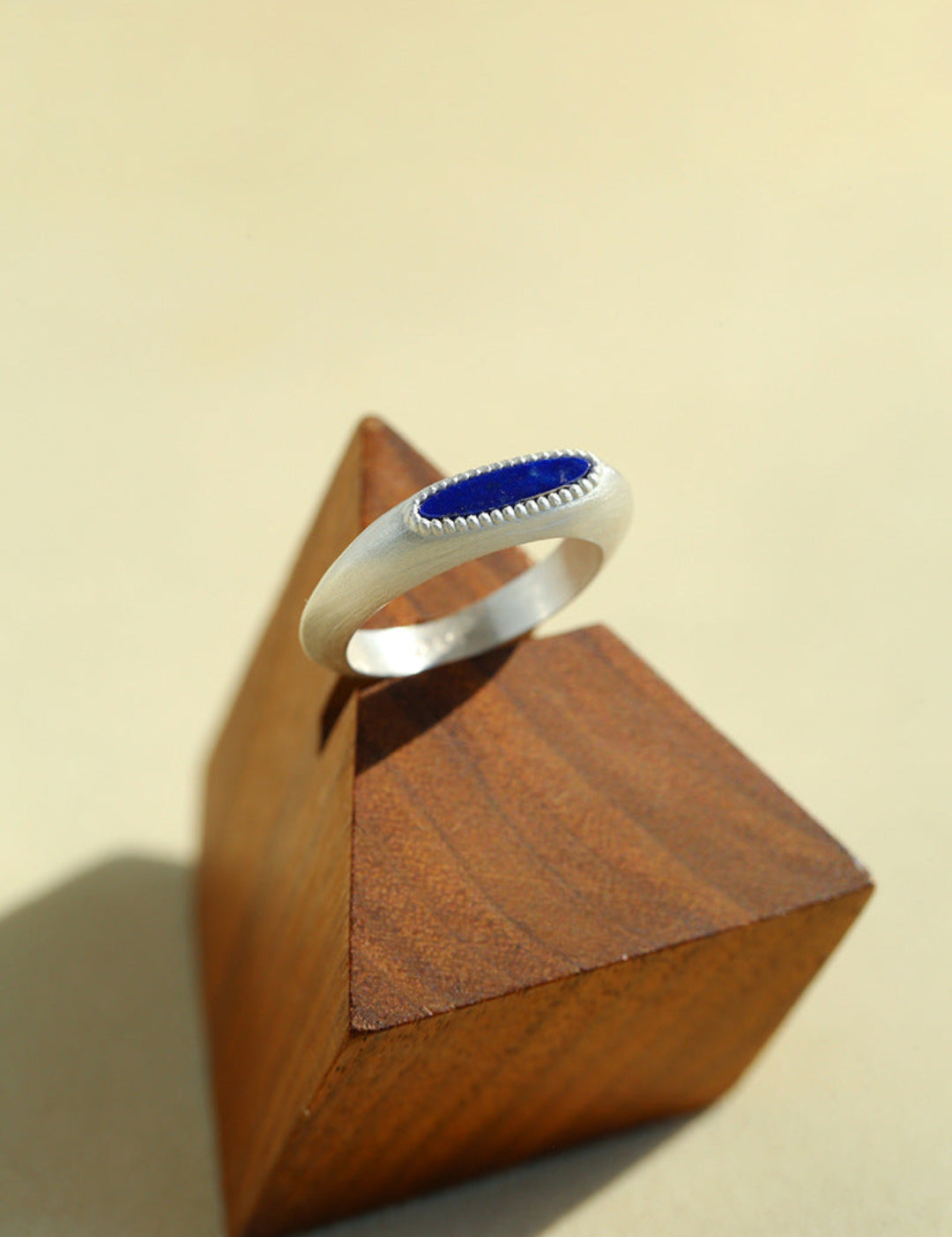 Gembea Jewelry Silver Brushed Oval Natural Stone Ring