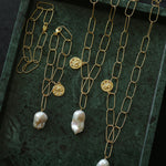 Metal Chain Baroque Pearl Pendant Bracelet