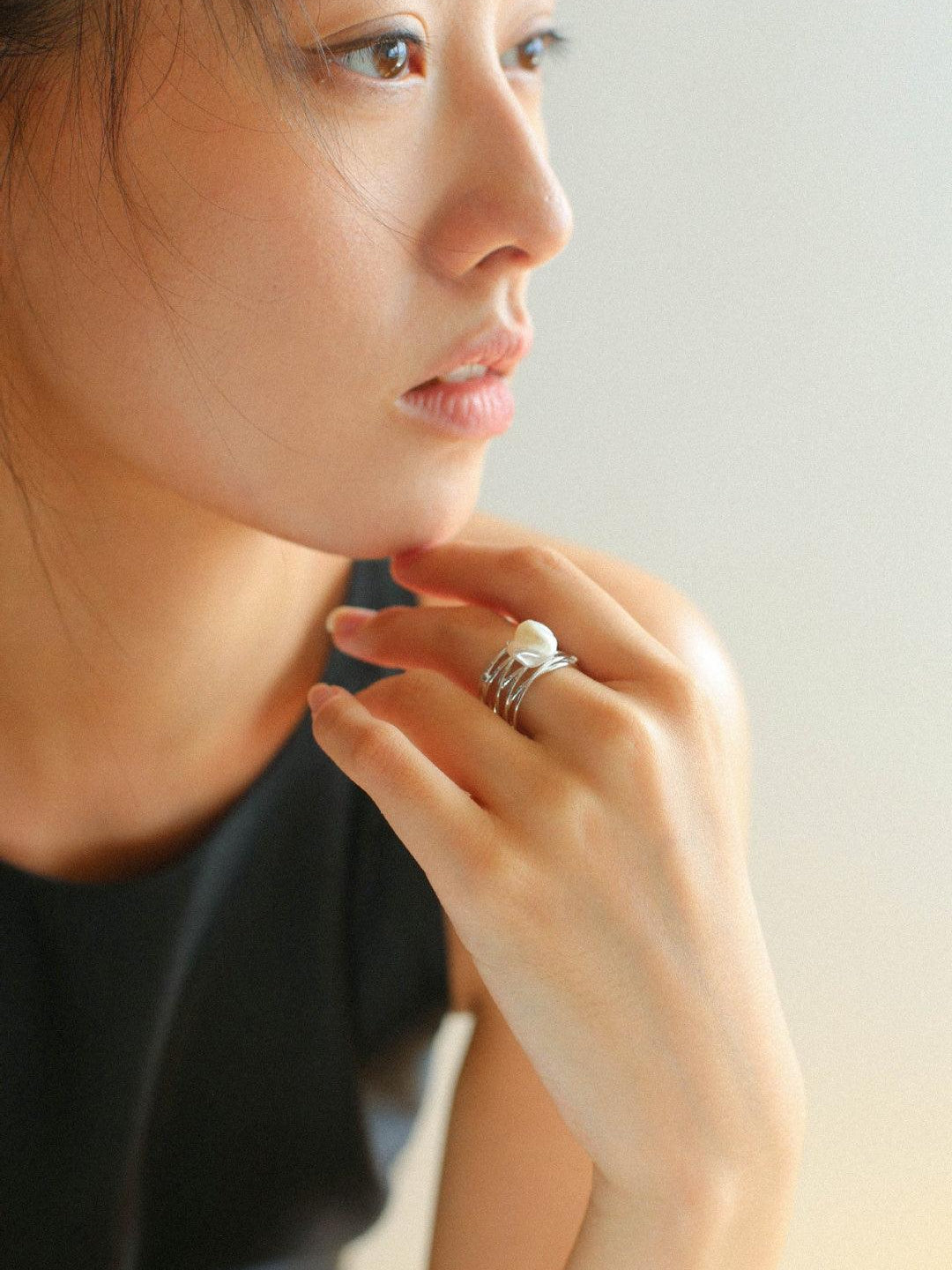 Multilayer Sterling Silver Pearl Ring - Gembea Jewelry