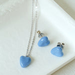 Blue Enamel Heart-shaped Necklace-Gembea Jewelry