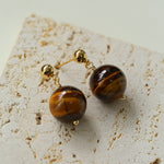 Tiger's Eye Stone Drop Earrings-Gembea Jewelry
