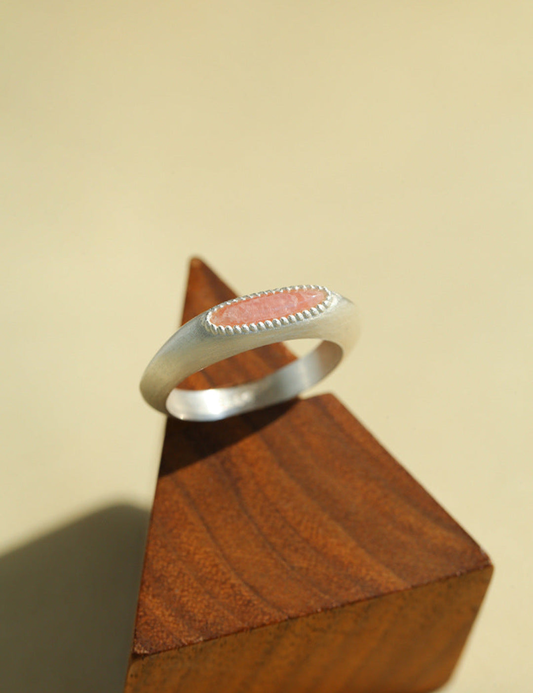 Gembea Jewelry Silver Brushed Oval Natural Stone Ring