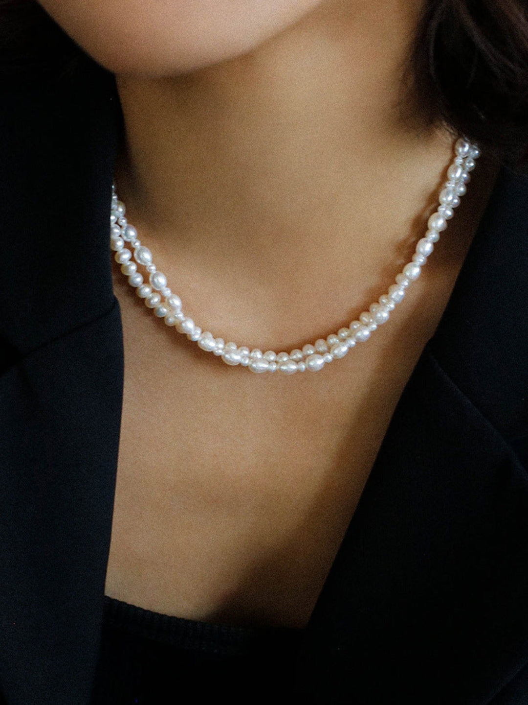 Pull Double Layers Beaded Pearl Necklace