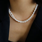 Pull Double Layers Beaded Pearl Necklace