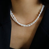 Pull Double Layers Beaded Pearl Necklace