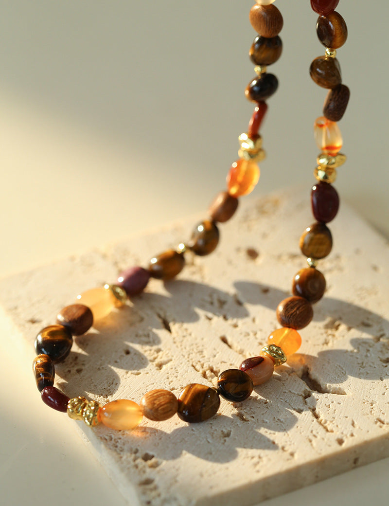 Tiger's Eye Stone Beaded Necklace-Gembea Jewelry