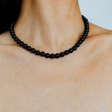 Classic Black Agate Beaded Necklace-Gembea Jewelry