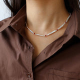 Spring Heartbeat Toothpick Pearl Necklace