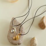 Long Leather Rope Conch Pendant Necklace Gembea Jewelry