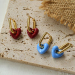 Enamel Heart-shaped Earrings Gembea Jewelry