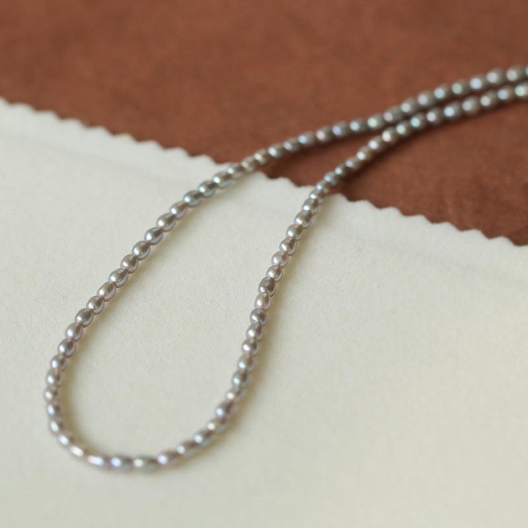 Grey Rice Pearl Necklace - Gembea Jewelry