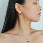 Silver Tiger's Eye Stone Stud Earrings-Gembea Jewelry