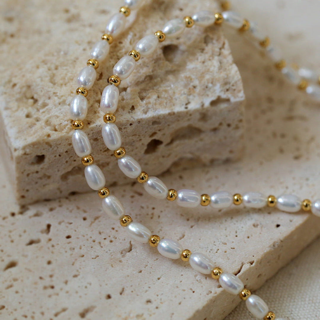 Gembea Jewelry Golden Bean Pearl Beaded Necklace