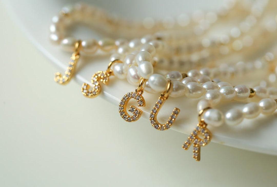Vintage 26 Letter Pearl Necklace - Gembea Jewelry