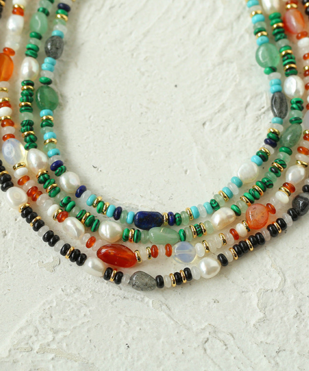 Gembea Jewelry Irregular Colored Natural Stone Necklace