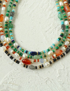 Gembea Jewelry Irregular Colored Natural Stone Necklace