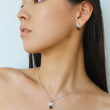 Silver Tiger's Eye Stone Stud Earrings-Gembea Jewelry