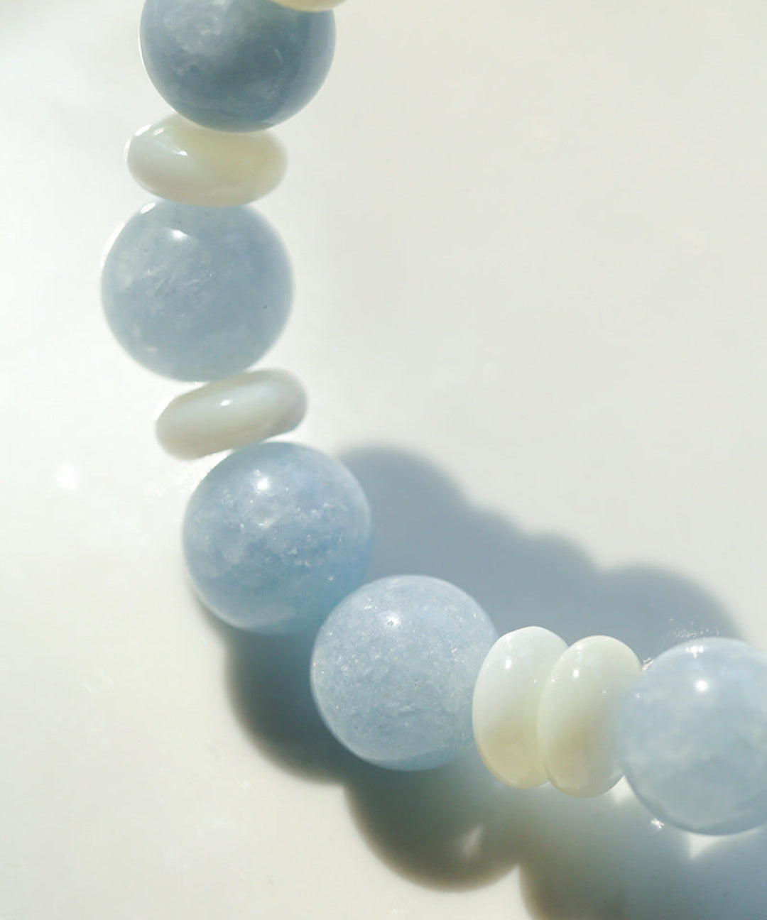 Gembea Jewelry Aquamarine White Scallop Beaded Bracelet
