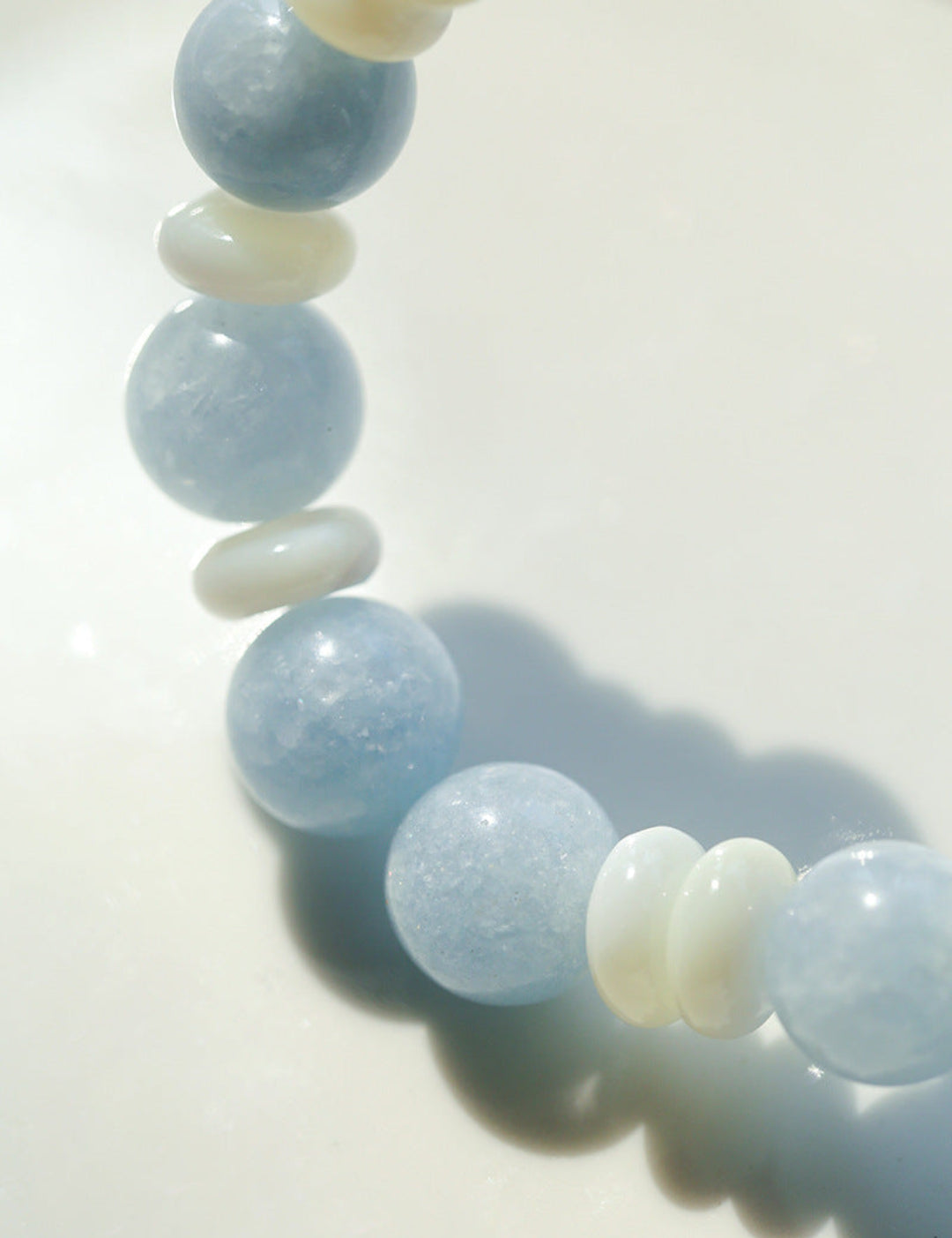 Gembea Jewelry Aquamarine White Scallop Beaded Bracelet