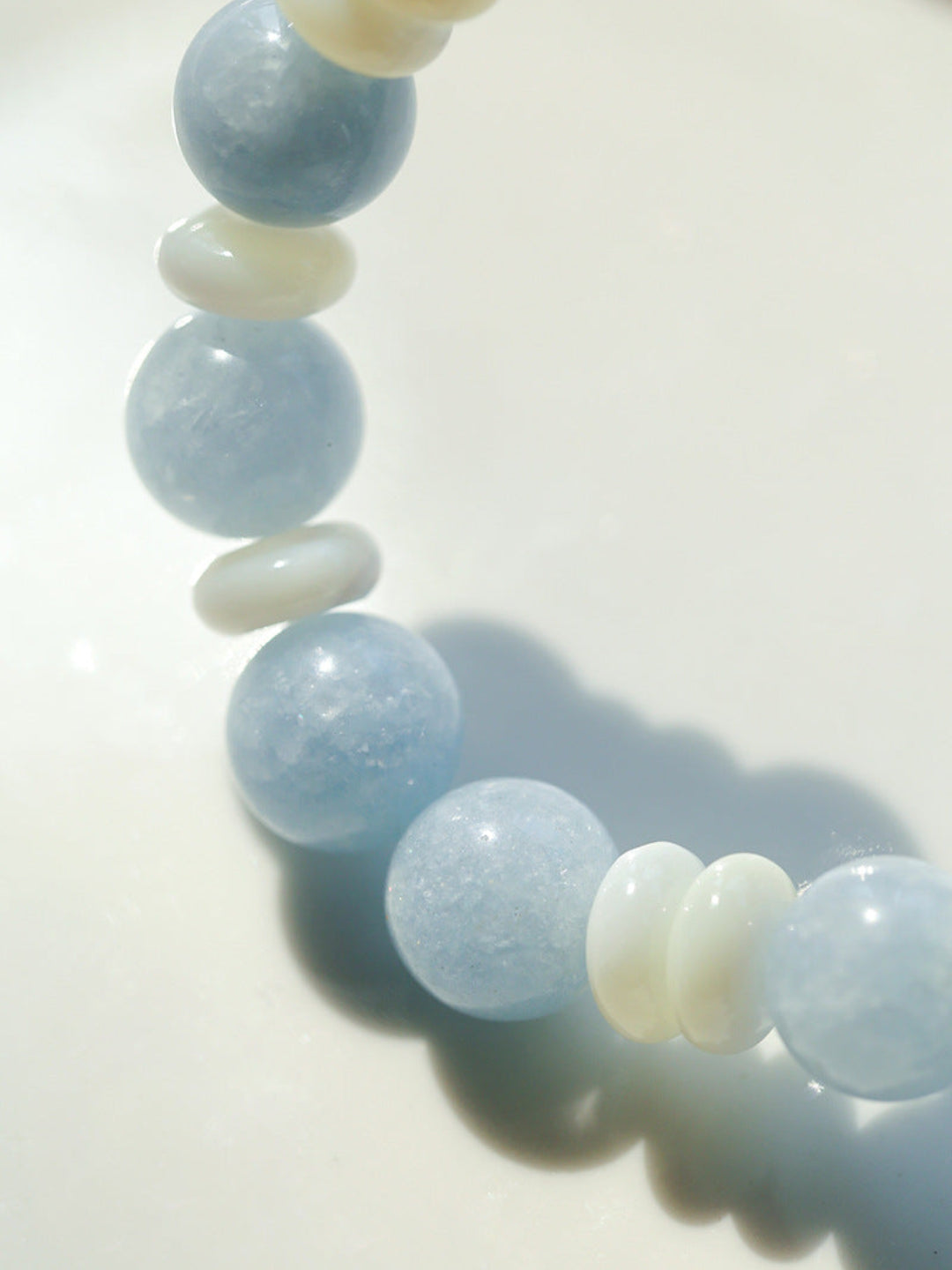 Gembea Jewelry Aquamarine White Scallop Beaded Bracelet