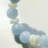 Gembea Jewelry Aquamarine White Scallop Beaded Bracelet