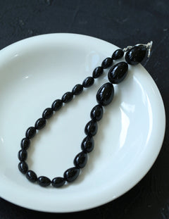 Water Drop Black Agate Beaded Choker Necklace