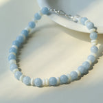 Gembea Jewelry Aquamarine White Scallop Beaded Necklace