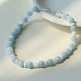 Gembea Jewelry Aquamarine White Scallop Beaded Necklace