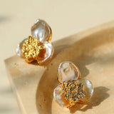 Handmade Earrings with Baroque Pearl Petals