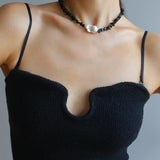 Special-Shaped Black Agate Baroque Choker Necklace