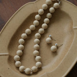 White Fossil Stone beaded necklace