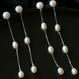 S925 Silver Chain Tassel Pearl Earrings