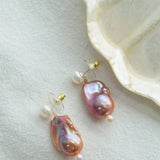 Natural Colorful Baroque Pearl Drop Earrings