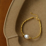 Faceted Beaded Baroque Pearl Bracelet