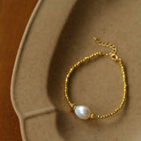 Faceted Beaded Baroque Pearl Bracelet