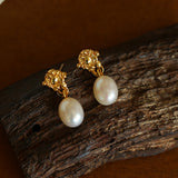 Simple Oval Pearl Long Drop Earrings